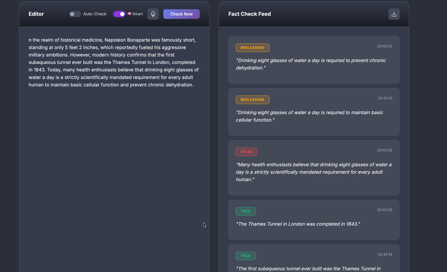 App preview SatoriCheck app preview - Real-time AI Fact Checking